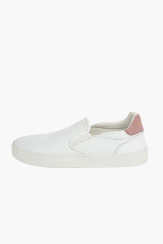 Sneakers Slip On in Pelle Martellata con Logo Dorato