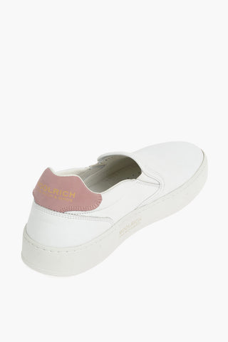 Sneakers Slip On in Pelle Martellata con Logo Dorato