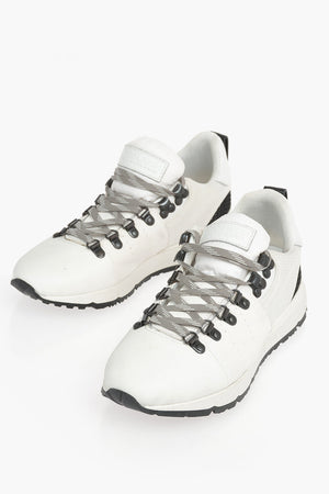 Sneakers in Pelle e Tessuto con Dettagli a Contrasto
