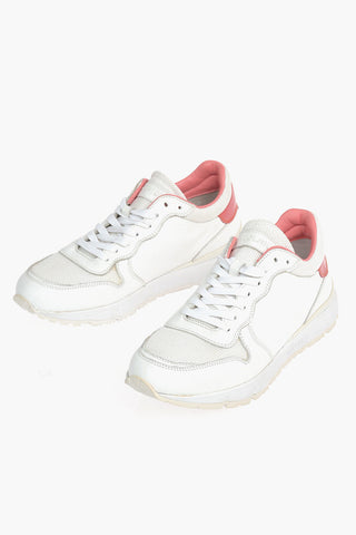 Contrasting Details Leather and Fabric Sneakers