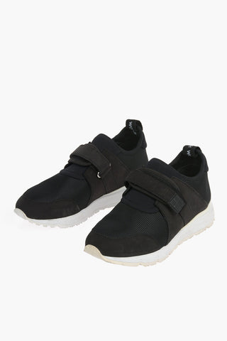 Touch Strap Closure Leather and Fabric Sneakers