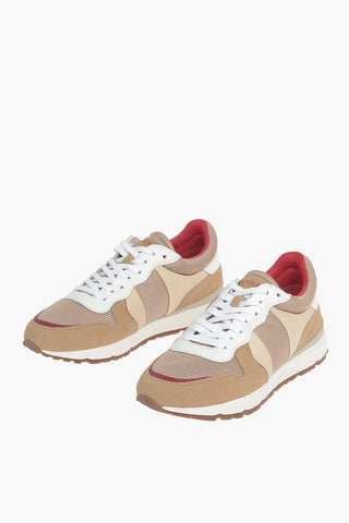 Sneakers Basse JOGGER Traforate con Dettagli in Suede e Lacci a Contrasto