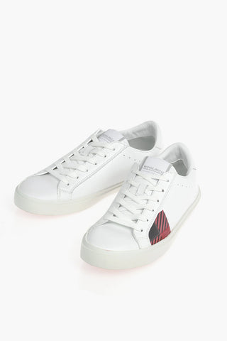 Solid Color Leather Low-Top Sneakers