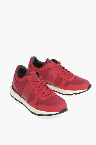 Sneakers in Pelle e Tessuto con Logo Stampato