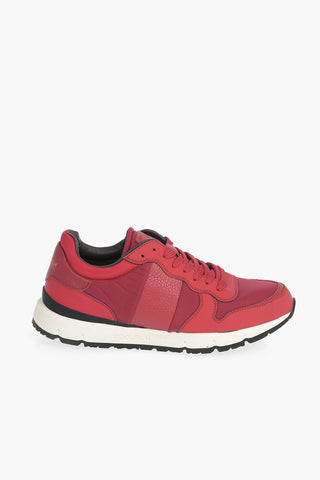 Sneakers in Pelle e Tessuto con Logo Stampato