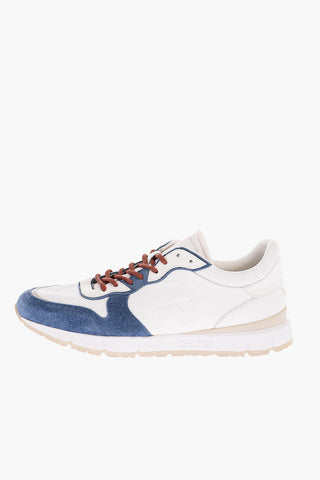 Perforated Leather JOGGER Low-Top Sneakers with Suede Details