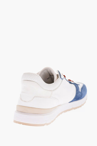 Perforated Leather JOGGER Low-Top Sneakers with Suede Details