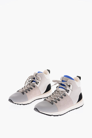Leather and Sede TRAIL High-Top Sneakers with Mesh Openwork Details