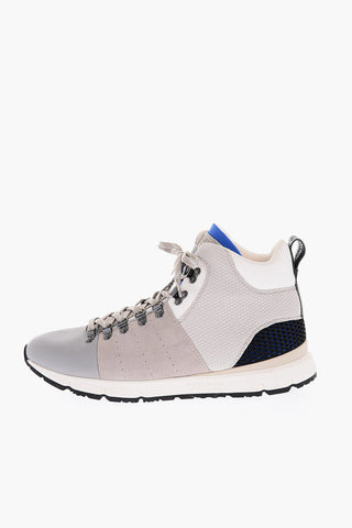Leather and Sede TRAIL High-Top Sneakers with Mesh Openwork Details