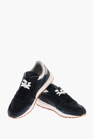 Suede JOGGER Low-Top Sneakers with Two-Tone Laces
