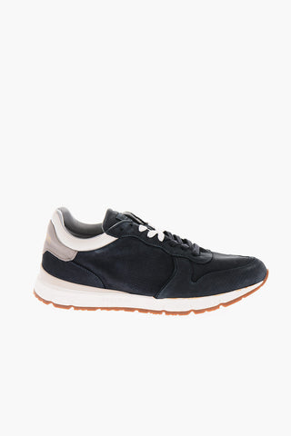 Suede JOGGER Low-Top Sneakers with Two-Tone Laces