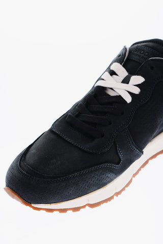 Suede JOGGER Low-Top Sneakers with Two-Tone Laces