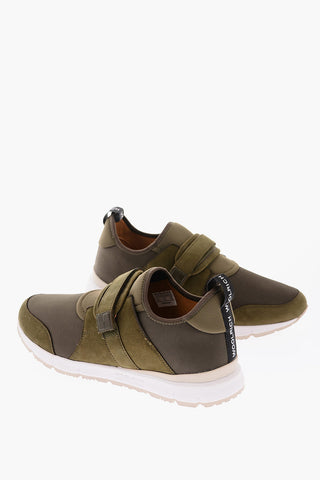 Touch Strap Closure Leather and Fabric Sneakers