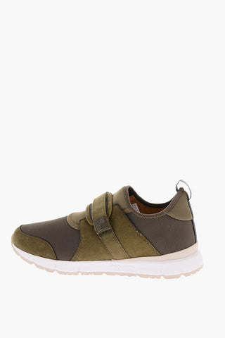 Touch Strap Closure Leather and Fabric Sneakers