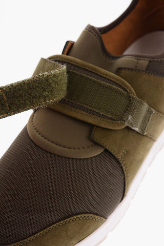 Touch Strap Closure Leather and Fabric Sneakers