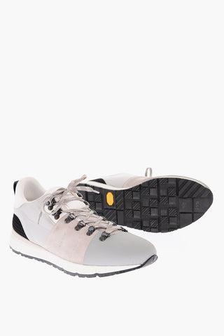 Perforated Detail Leather and Fabric Sneakers