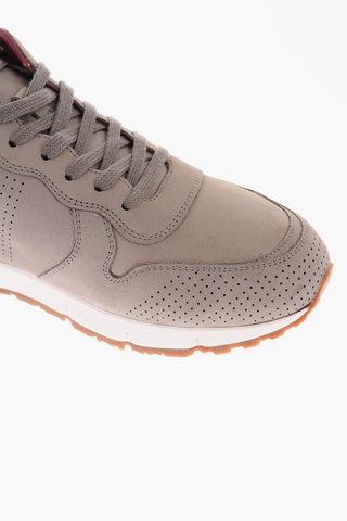 Perforated Details Leather JOGGER Low-Top Sneakers with Golden Logo
