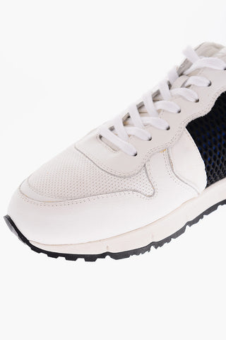 Perforated Details Leather and Fabric Sneakers