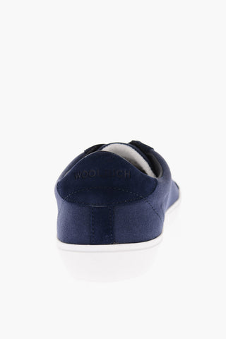 Sneakers Basse a Tinta Unita in Canvas e Suede con Suola a Contrasto