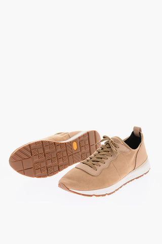 Suede JOGGER Low-Top Sneakers with Embossed Logo on The Sole