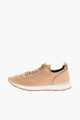 Suede JOGGER Low-Top Sneakers with Embossed Logo on The Sole