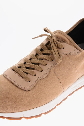 Suede JOGGER Low-Top Sneakers with Embossed Logo on The Sole