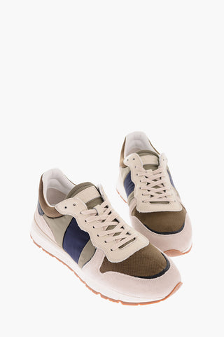 Logo Printed Leather and Fabric Sneakers