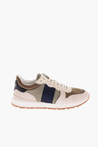 Logo Printed Leather and Fabric Sneakers