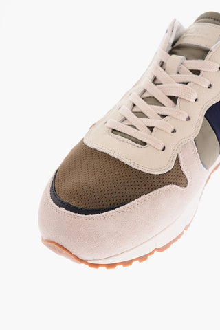 Logo Printed Leather and Fabric Sneakers