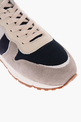 Sneakers Basse JOGGER Traforate con Dettagli in Suede e Lacci a Contrasto