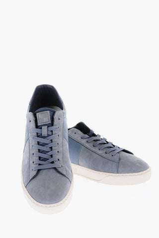 Textured and Suede Leather Low-Top Sneakers