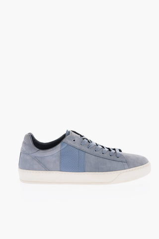Textured and Suede Leather Low-Top Sneakers