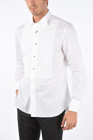 Jacquard Cotton Tuxedo Shirt with Wing-tip Collar