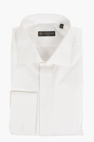 Poplin Cotton Classic Collar Shirt with Double French Cuffs
