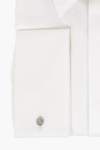 Camicia in Poplin di Cotone con Polsini Doppi alla Francese 