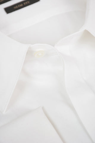 Camicia in Poplin di Cotone con Polsini Doppi alla Francese 