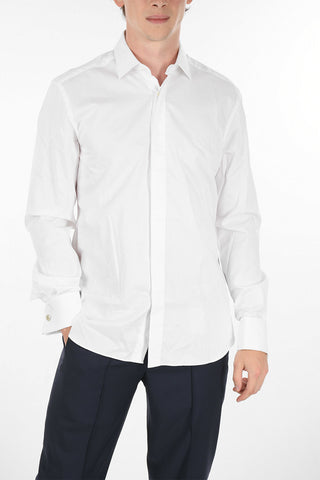 Bird's eye Cotton Shirt with Double French Cuffs
