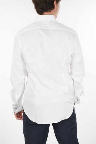 Bird's eye Cotton Shirt with Double French Cuffs