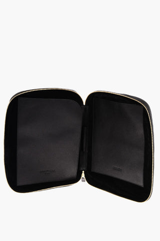 Zipped Closure Textured Leather Pouch