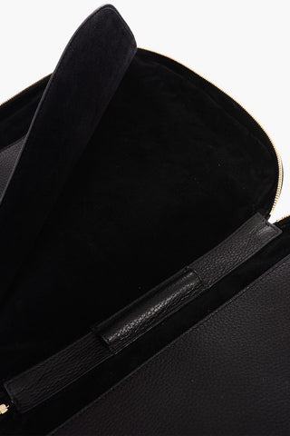 Zipped Closure Textured Leather Pouch