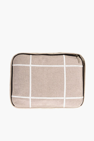 Windowpane Check Fabric Laptop Bag
