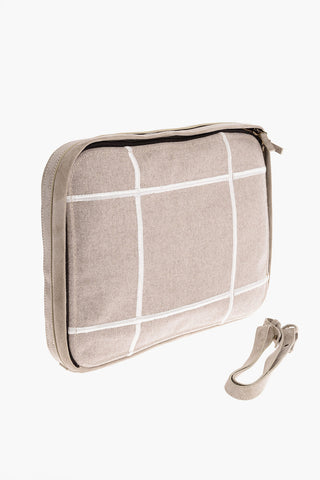 Windowpane Check Fabric Laptop Bag