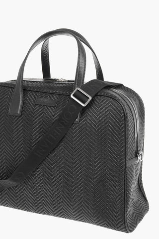 Zipped Closure Woven Leather Travel Bag