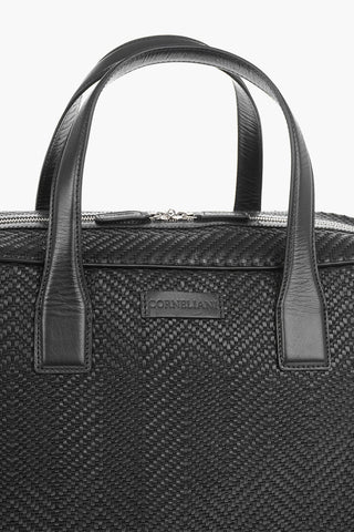 Zipped Closure Woven Leather Travel Bag