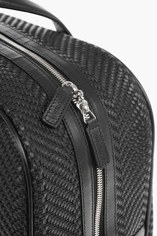 Zipped Closure Woven Leather Travel Bag