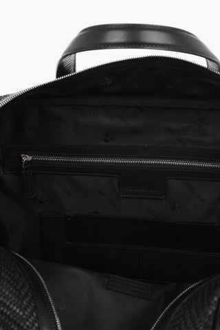 Zipped Closure Woven Leather Travel Bag