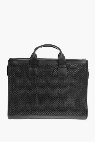 Single-compartment Woven Leather Tote Bag