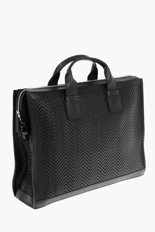 Single-compartment Woven Leather Tote Bag