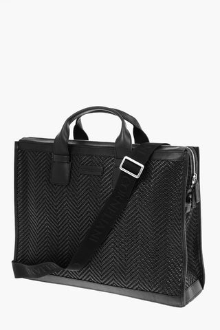 Single-compartment Woven Leather Tote Bag
