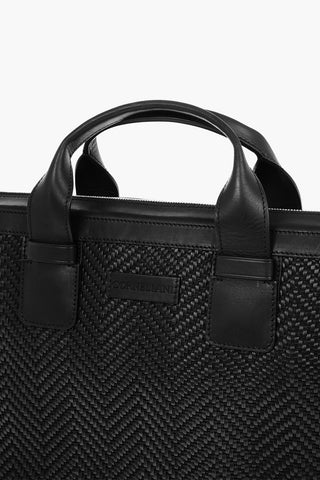 Single-compartment Woven Leather Tote Bag